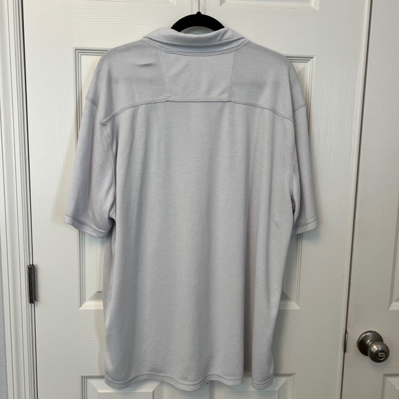 Tommy Bahama Mens Ivory/Lt Gray mini stripe Polo Short Sleeve Shirt Size XXL - Picture 6 of 6